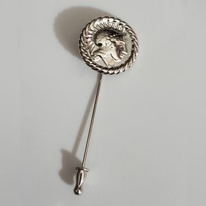Vintage monet coin Roman Greek hat pin stick pin brooch silver euc vtg estate